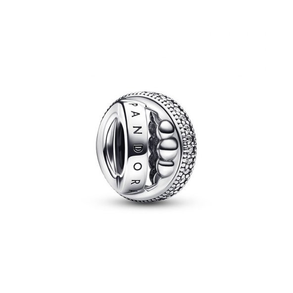 Pandora 792317C01 Moments Logo Pavé ve Boncuklu Charm