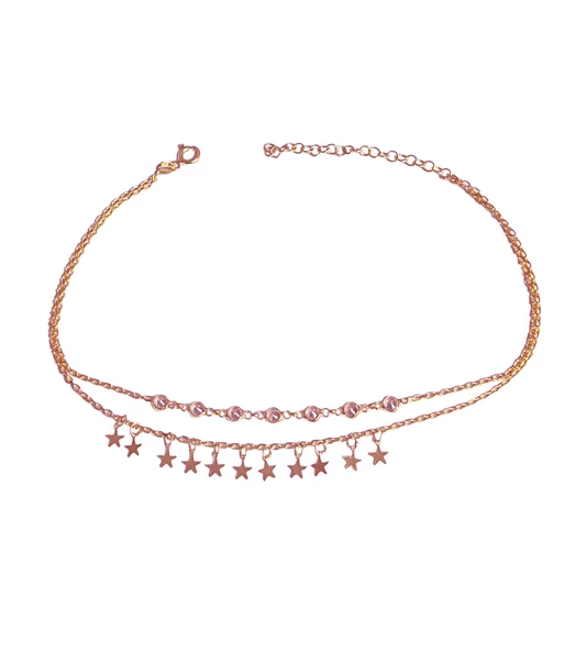 İki Sıra Gümüş Taşlı ve Yıldızlı Halhal - 4