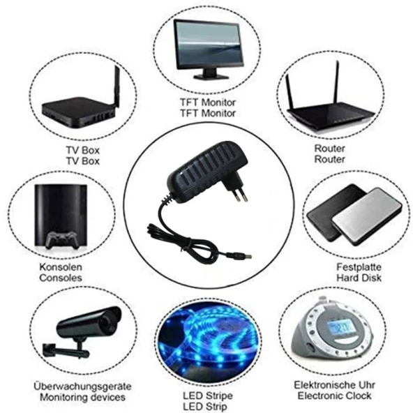 12 Volt 3 Amper Kamera Adaptörü 12V 3A Aadaptör Led Modem Güvenlik Kamerası Plastik Kasa Priz Tipi 5.5x2.1-2.5mm - 4