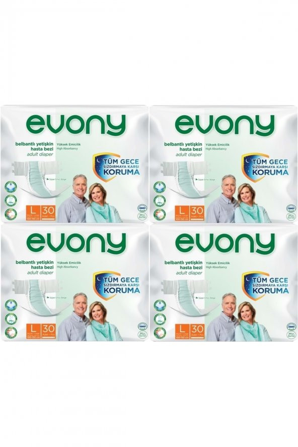 Evony Hasta Bezi Yetişkin Bel Bantlı Tekstil Yüzey L-büyük Boy 120 Adet (4pk*30)