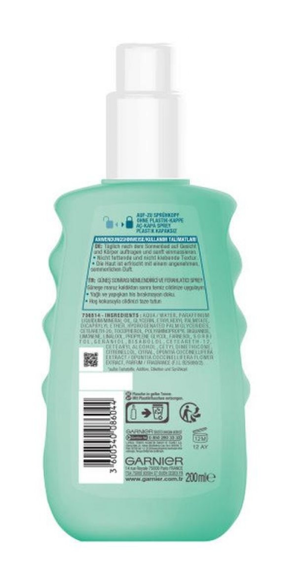 Garnier Ambre Solaire Güneş Sonrası Nemlendirici Ferahlatıcı Sprey 200 ml - 2