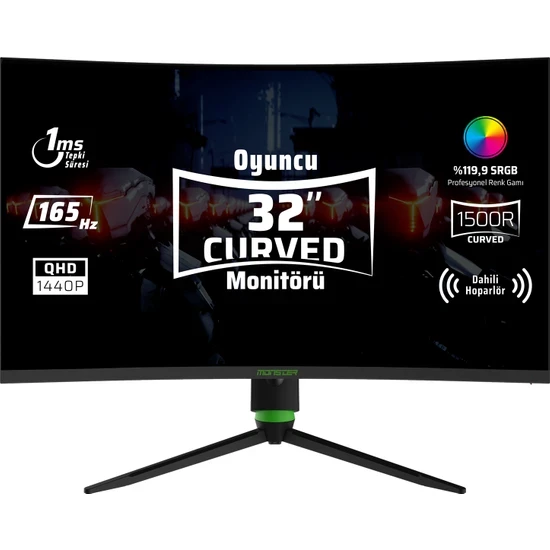 Monster Aryond A32 V1.2 31.5" 1 ms QHD G-Sync FreeSync Curved Oyuncu Monitörü - 1