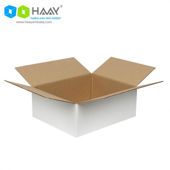 HAAY AMBALAJ 30x25x12 Cm Tek Oluklu Beyaz A-Box Koli (10 ADET) - Resim 2