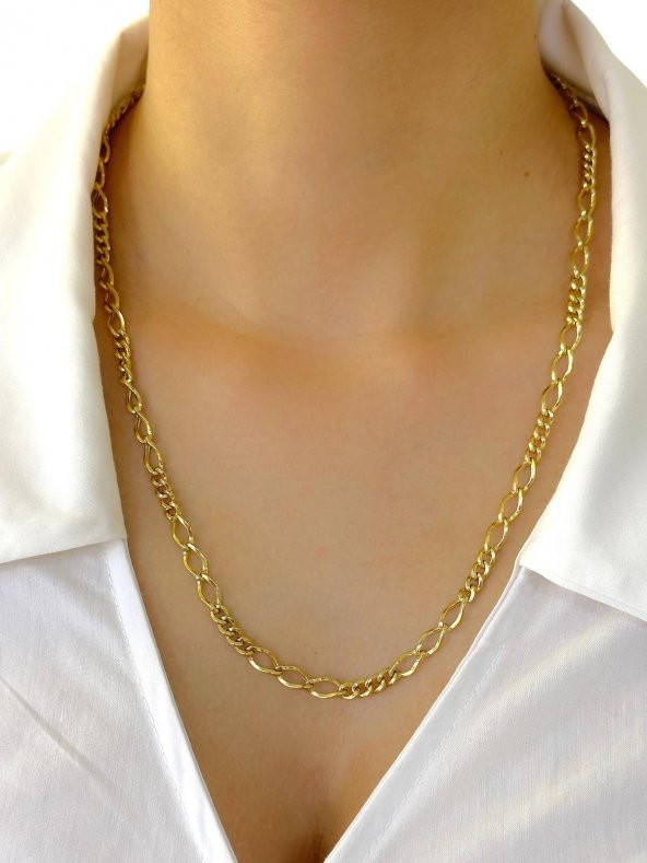 Trend Figaro Zincir 55 cm Uzunluk 14 Ayar Altın Kolye - Resim 2