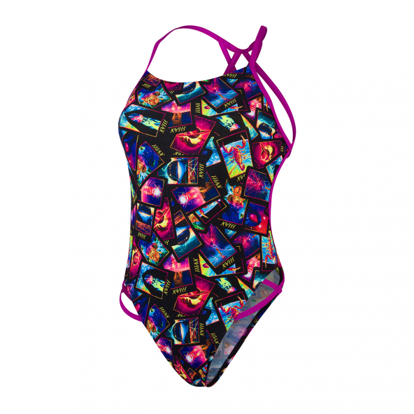 SPEEDO KADIN ANTRENMAN MAYOSU NEON FREESTYLER AF BLK/PURPLE 8-11714F397 - Resim 7