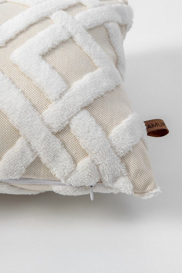 Jakarlı Kırlent 28x50 cm Mila Ekru - 2