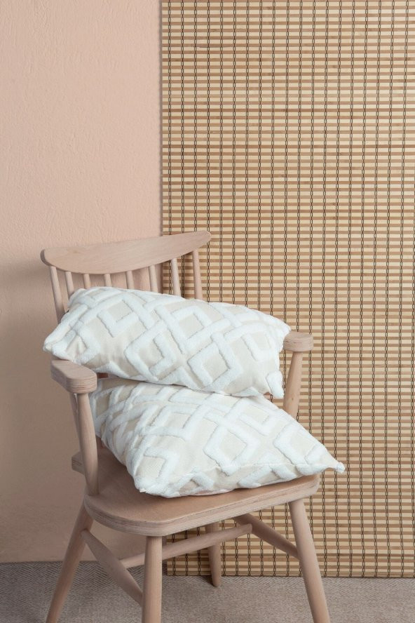 Jakarlı Kırlent 28x50 cm Mila Ekru - 3