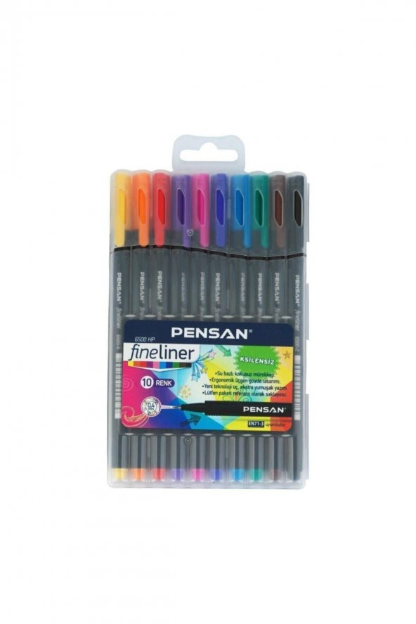 Keçe Uç Fineliner Kalem 0.4mm Plastik Kutu 10 Lu
