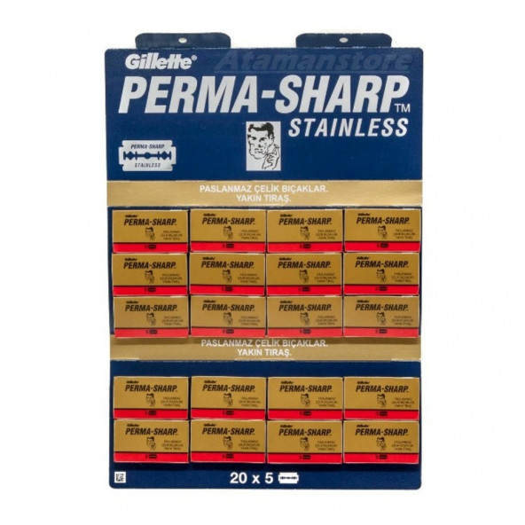 Permasharp Stainless Tıraş Bıçağı 100 Adet Çift Taraflı Yaprak Jilet