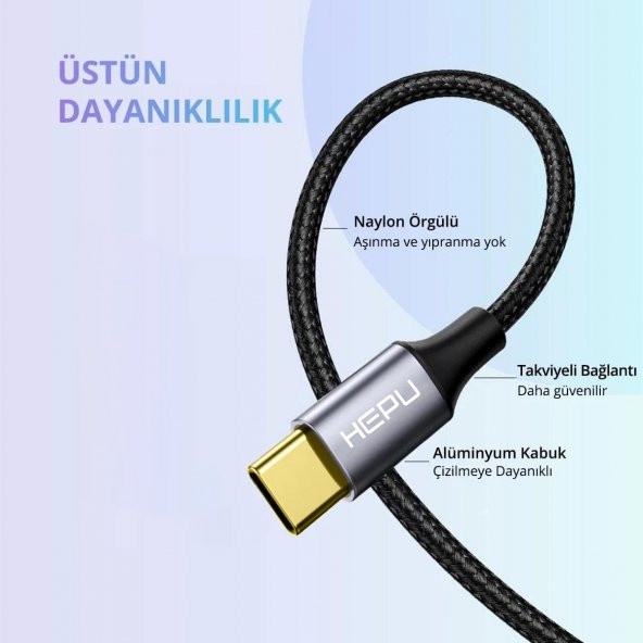 HEPU HP-20T Type-C - 3.5mm AUX Ses Kablosu 1mt - 3