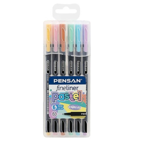 Pensan Fineliner 0.4 mm Keçe Uçlu Kalem 6 Renk Pastel PVC Kutulu