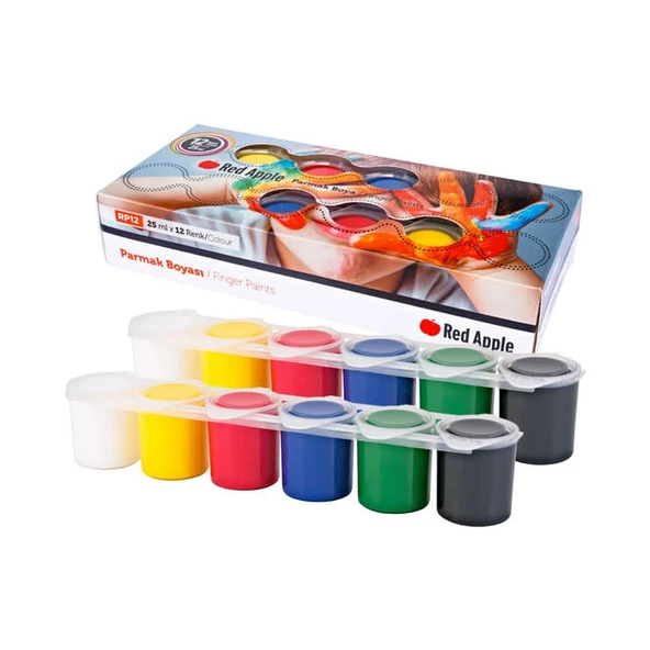 Red Apple Parmak Boyası 12 Renk x 25 ml Sıralı Set