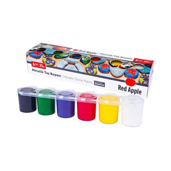 Red Apple Metalik Taş Boyası 6 Renk x 25 ml Sıralı Set ürün görseli 1