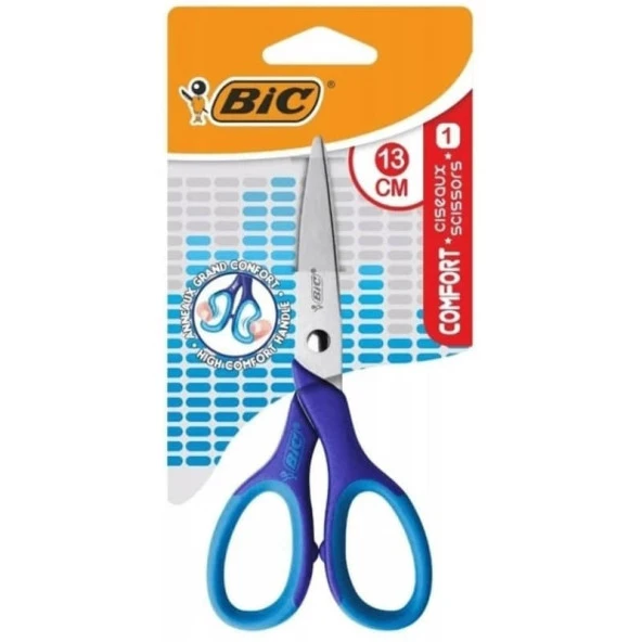 Bic Comfort Yumuşak Tutaçlı Makas 13 cm Mavi