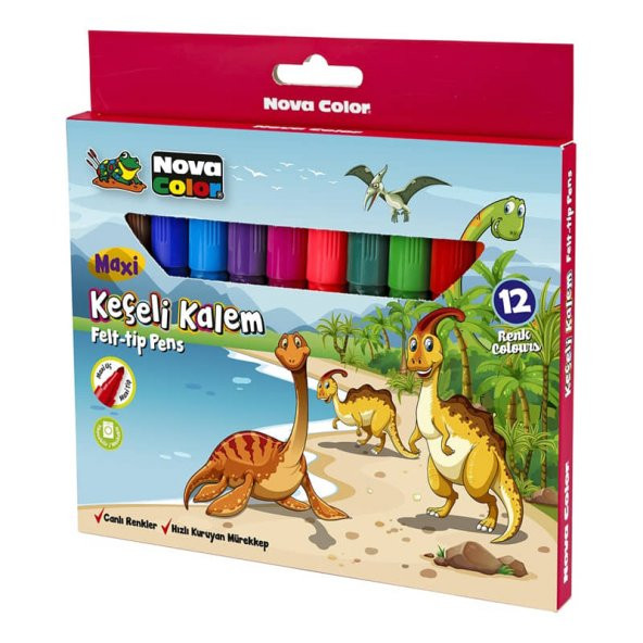 Nova Color Maxi Keçeli Kalem 12 Renk Set