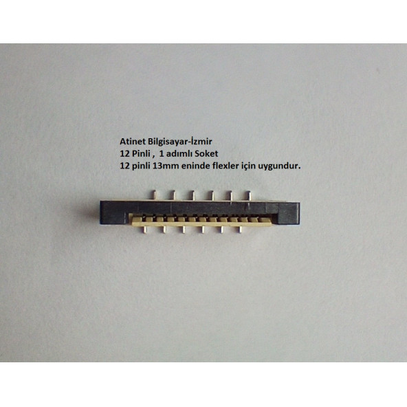 12 Pin 1Mm Adımlı Dik Flex Soketi Flex Ffc Konnektörü 12-1-Dik - Resim 2