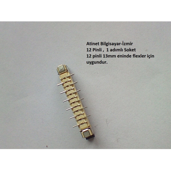 12 Pin 1Mm Adımlı Dik Flex Soketi Flex Ffc Konnektörü 12-1-Dik - Resim 3
