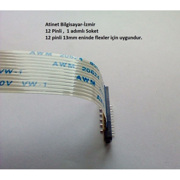 12 Pin 1Mm Adımlı Dik Flex Soketi Flex Ffc Konnektörü 12-1-Dik - Resim 4