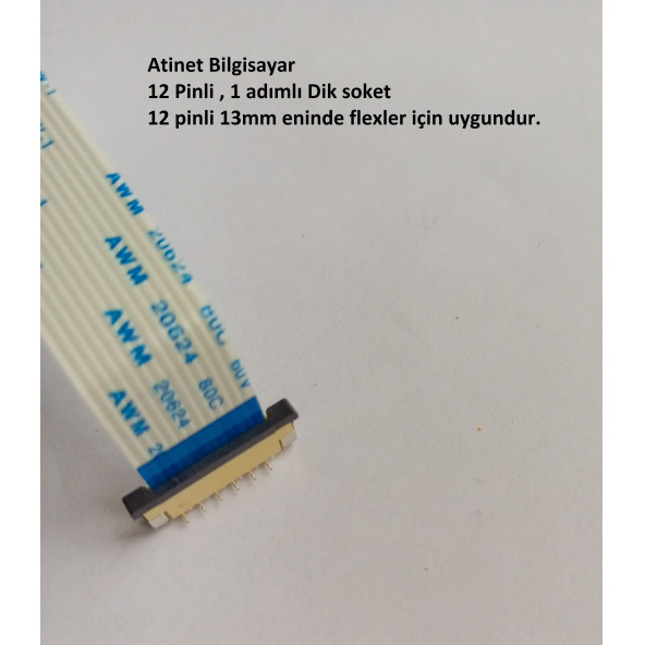 12 Pin 1Mm Adımlı Dik Flex Soketi Flex Ffc Konnektörü 12-1-Dik - Resim 5
