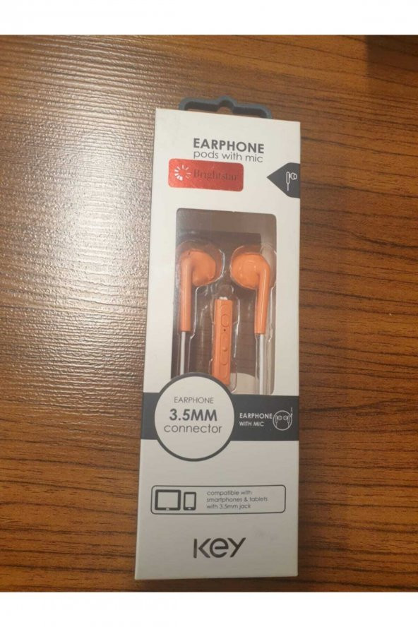 Earphone Pods With Mic 3.5mm Kulaklık Turuncu