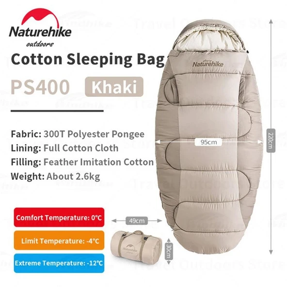 Naturehike PS400 Oval Ultralight Uyku Tulumu -12°C ( Cloudy Grey ) - 2