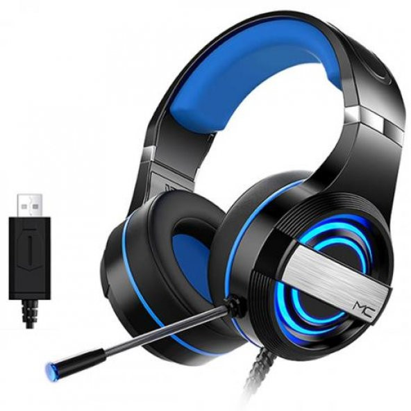 Polham 2 Metre USB Girişli 7.1 Surround Ses Sistemli RGB Işıklı Mikrofonlu Kafa Üstü Kulaklık