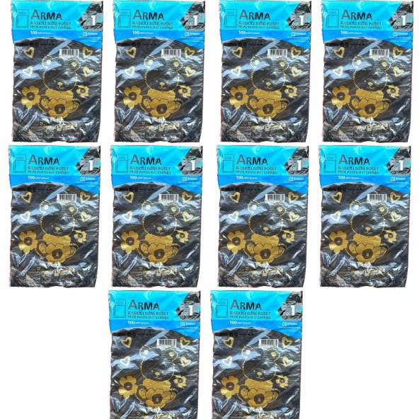Arma Baskılı Mini Blok Poşet Torba - No : 1 - 22x35 Cm. - Siyah - 100 Adetlik 10 Paket ürün görseli 1