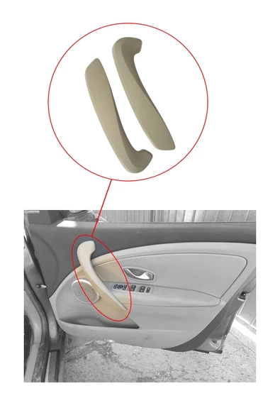 KR-593 RENAULT FLUENCE KAPI İÇ KOLÇAK KAPAK TAKIM R-L BEJ - Resim 3