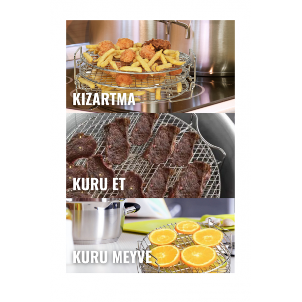 DolphFin Philips Air Fryer Xxl Uyumlu Üç Katlı Fritöz Izgarası Paslanmaz Çelik SMRT-119 - 4
