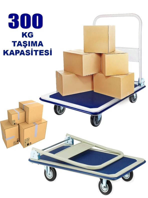 Germany Style 300 kg Koli Yük Paket Taşıma El Arabası 300 kg Kapasiteli Katlanır Tablalı