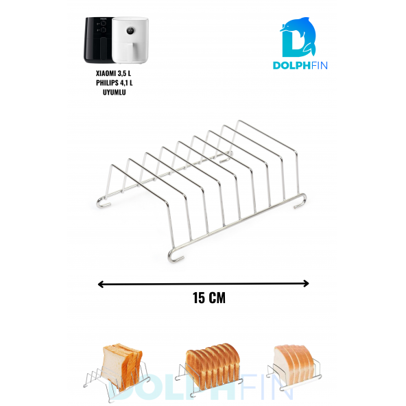 DolphFin Xiaomi 3.5 Lt Uyumlu Airfryer Hava Fritözü Ekmek Kızartma Rafı 15 Cm SMRT-108