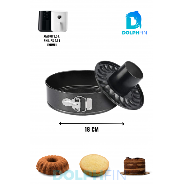 DolphFin Airfryer Kelepçeli Kek Kalıbı Xiaom 3.5 Lt Ve Tüm Markalar Ile Uyumlu 18 Cm SMRT-112