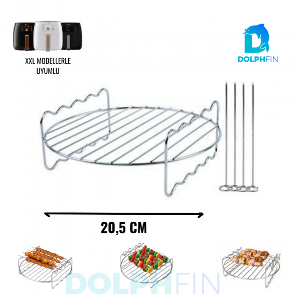 DolphFin XXL Fritözler İle Uyumlu Paslanmaz Çelik Air Fryer Şiş Izgarası