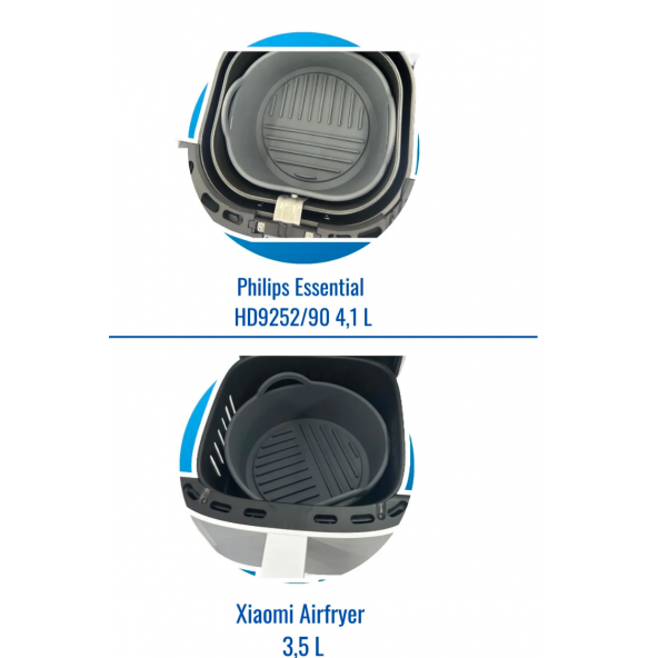 DolphFin Air Fryer Silikon Pişirme Kabı Yemek Ve Kek Kalıbı Xiaomi 3,5l Ve Philips 4,1l Uyumlu   MAVİ - 3