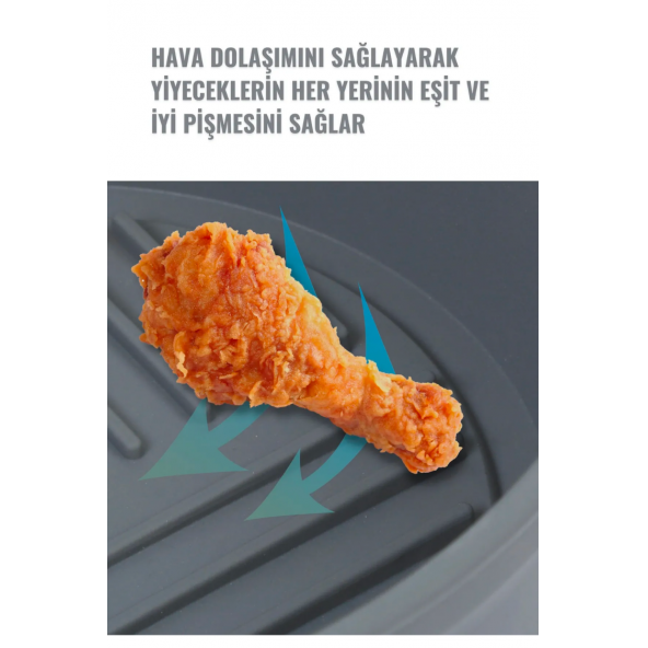 DolphFin Air Fryer Silikon Pişirme Kabı Yemek Ve Kek Kalıbı Xiaomi 3,5l Ve Philips 4,1l Uyumlu   MAVİ - 6