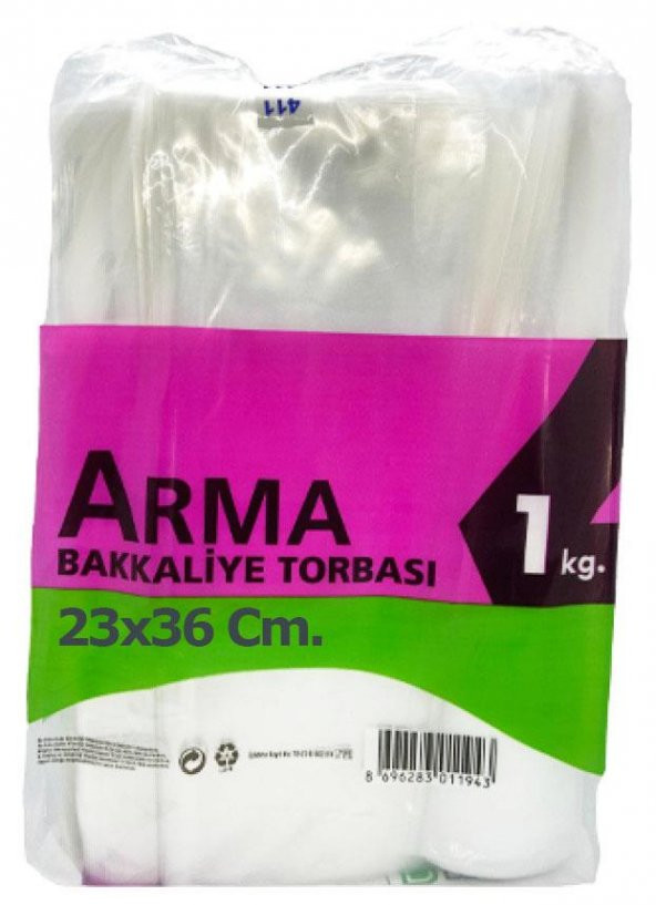 Naksan Arma Şeffaf Naylon 2 lik 23x36 Cm. Bakkaliye Poşeti Torbası - 1 Kg. - Ort. 190 Adet - 1 Paket - 2