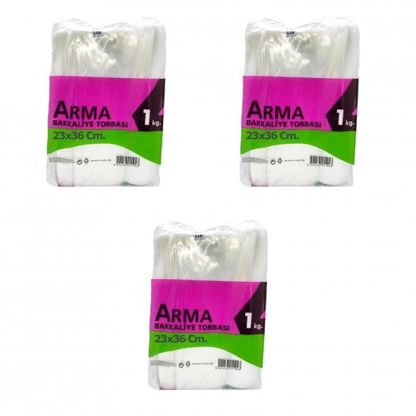 Naksan Arma Şeffaf Naylon 2 lik 23x36 Cm. Bakkaliye Poşeti Torbası - 1 Kg. - Ort. 190 Adet - 3 Paket - 1