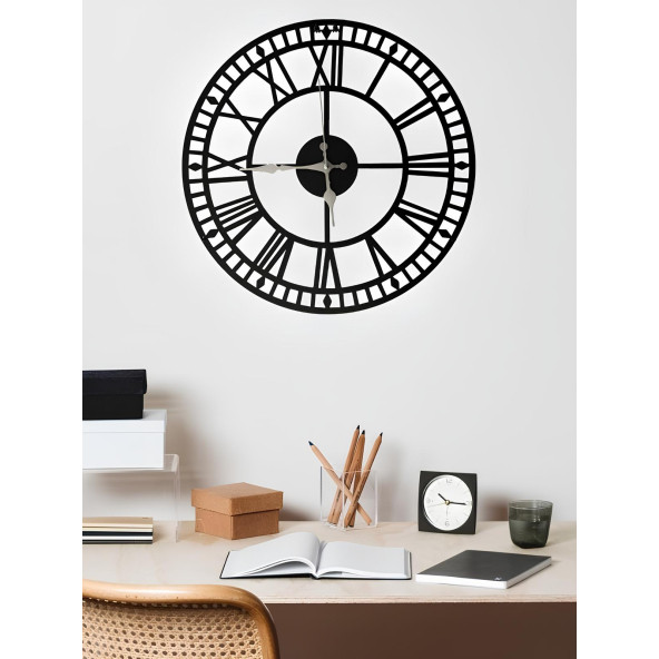 ALPHA METAL DESIGN Roma Rakamlı Duvar Saati - 41X41 Cm Metal Duvar Saati - Siyah Duvar Saati AMD3060 - 2