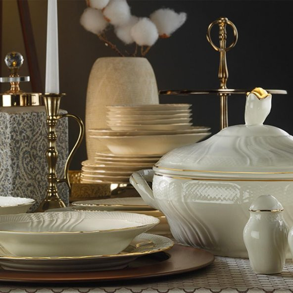 Koleksiyon Evaliza Caserta Gold 60 Parça Yemek Takımı