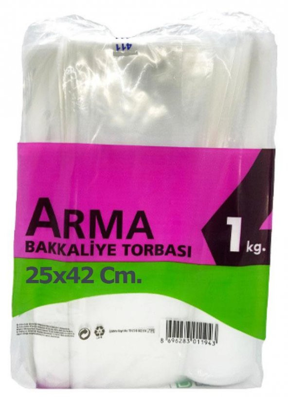 Naksan Arma Şeffaf Naylon 3 lük 25x42 Cm. Bakkaliye Poşeti Torbası - 1 Kg. - Ort. 140 Adet - 1 Paket - 2