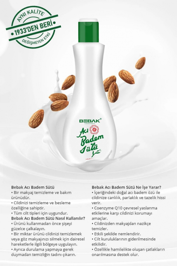 Bebak Acı Badem Sütü 120 ml 2 Adet - 5