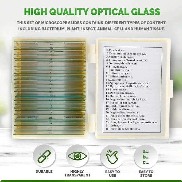 AmScope PS25P Hazır Mikroskop 25 Adet Slayt Seti - 2