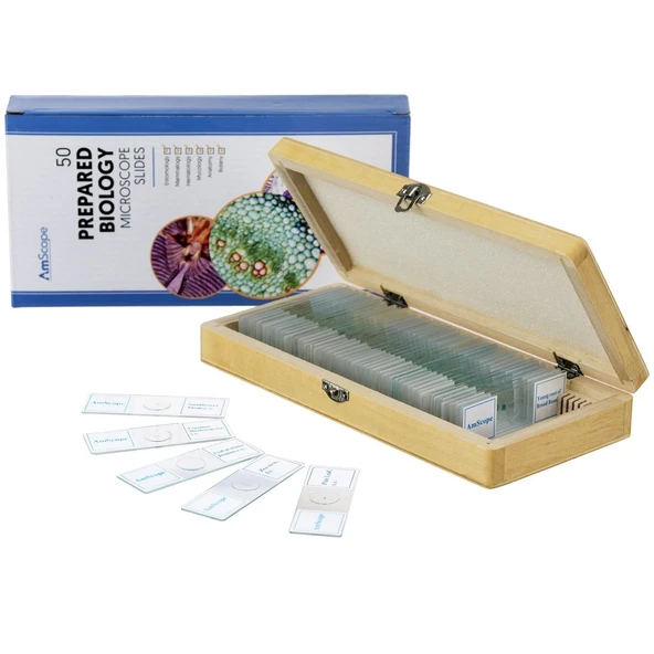 AmScope PS50A Hazır Mikroskop 50 Adet Slayt Seti