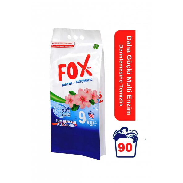 Fox Matik Toz Deterjan Renkliler Ve Beyazlar Için Derinlemesine Temizlik 9kg