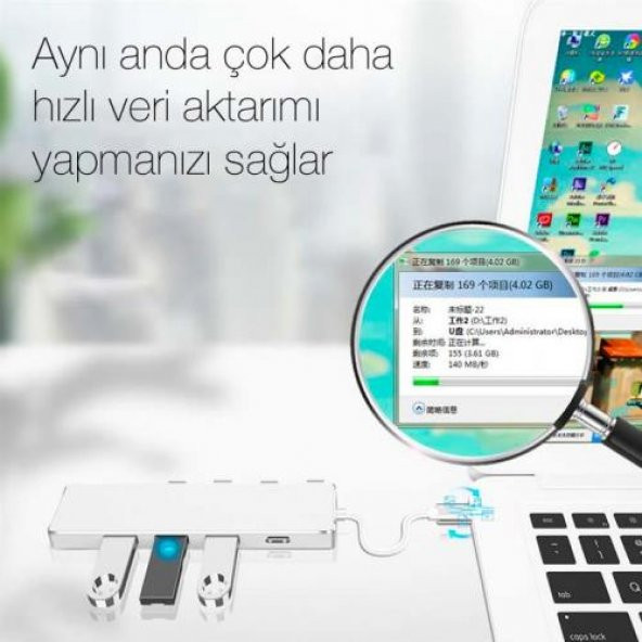 Coofbe Type-C Dönüştürücü 5in1 Type-C Hub Type C to Usb Dönüştürücü 4 Usb Portlu Adaptör Hub Çoklayıcı - 5