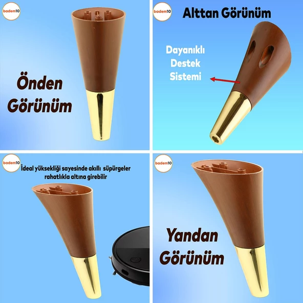 Clara 6'lı Set Mobilya Koltuk Kanepe Konsol Yatak Tv Ünite Destek Ayağı Kahverengi 18 Cm Ayakları - 2