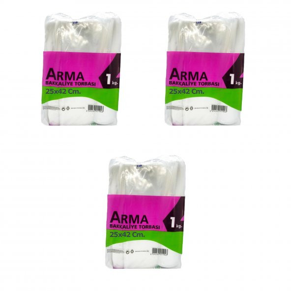 Naksan Arma Şeffaf Naylon 3 lük 25x42 Cm. Bakkaliye Poşeti Torbası - 1 Kg. - Ort. 140 Adet - 3 Paket ürün görseli 1