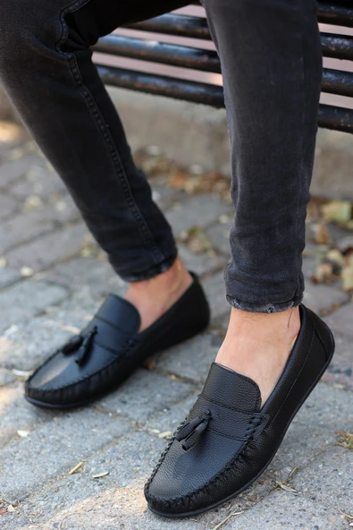 Tomiross Erkek Siyah Cilt Günlük Loafer Babet Ayakkabı LFRPSKL-4230 ürün görseli
