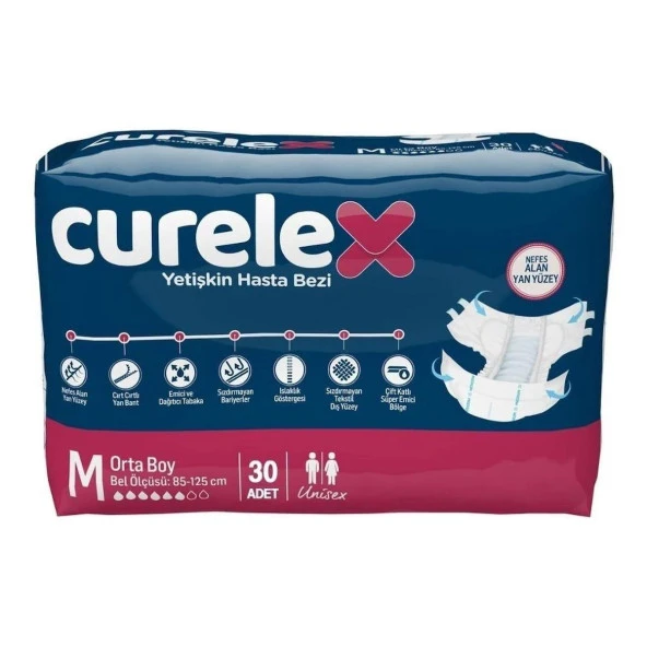 Curelex Belbantlı Hasta Bezi 30 Lu Medium