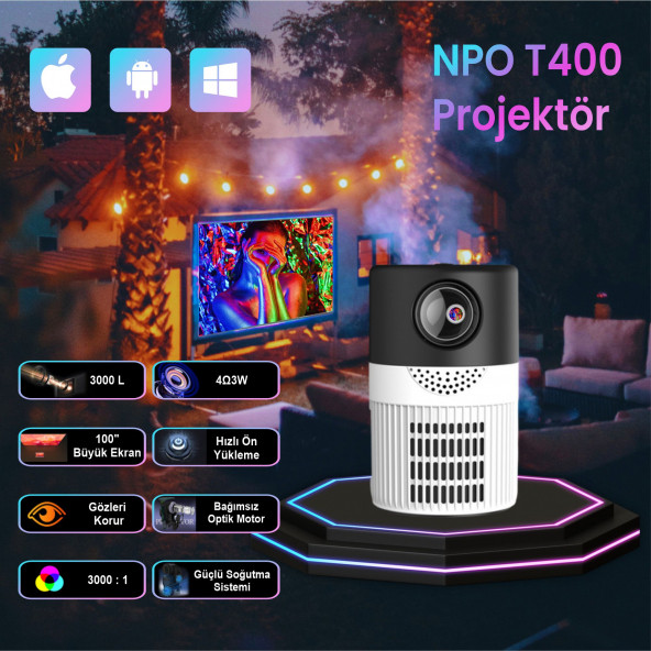 Npo T400 Full HD Mini LED Projeksiyon Cihazı